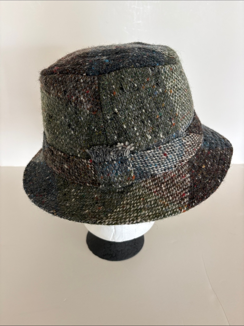 HANNA HATS WOOL TWEED PATCHWORK WALKING HAT SIZE LARGE EUC